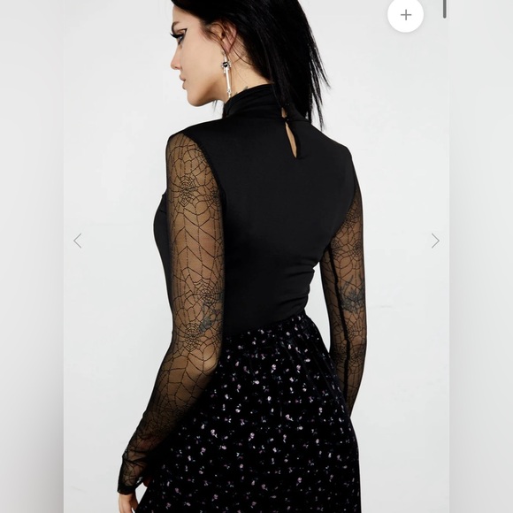 Disturbia Sheer Spiderweb Lace Black Bodysuit Women’s Size 2 - Picture 8 of 11